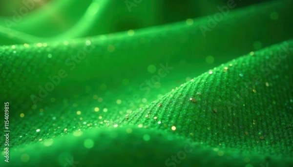 Fototapeta Curled green mesh, glittering abstract backdrop, gradient, eco
