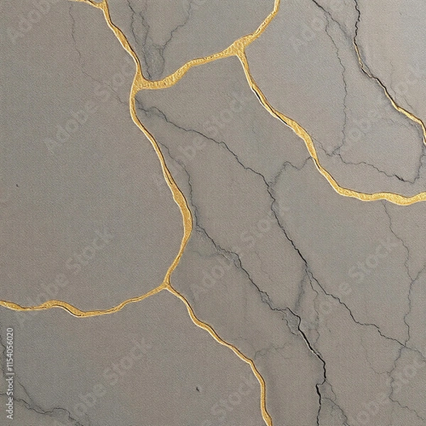 Obraz Gray Marble Surface with Golden Cracks