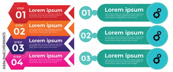 Obraz Modern Infographic slides presentation elements template. Business Process and step diagram. Data visualization timeline process infographic.