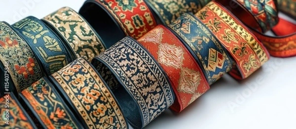 Fototapeta Intricate national pattern ribbons perfect for enhancing interior decor and adding a touch of cultural elegance to your space