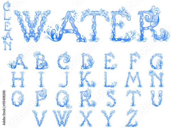 Obraz Water splash letters font