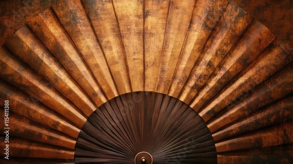 Obraz Traditional Asian fan with intricate design and warm earthy tones showcasing cultural craftsmanship and elegance