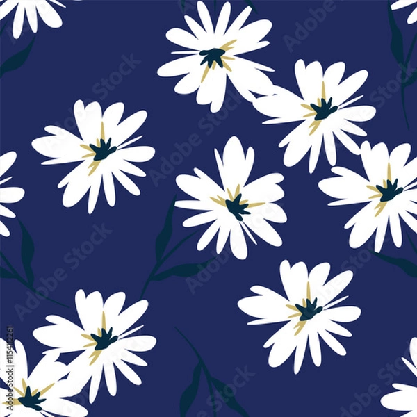 Obraz Hand drawn seamless cute floral pattern. Abstract floral print. Cute trendy design with hearts. Seamless heart print.