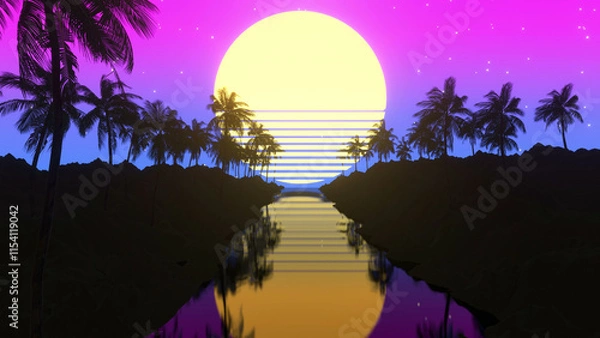 Fototapeta 80s  Summer Party Background Retro Style