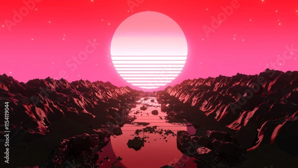 Fototapeta 80s Terrain Background 