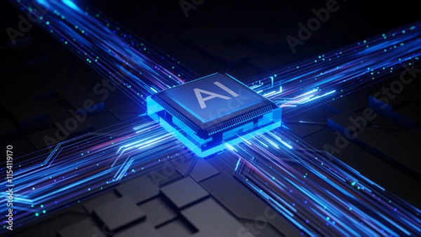 Fototapeta AI Mainboard Data Technology Background