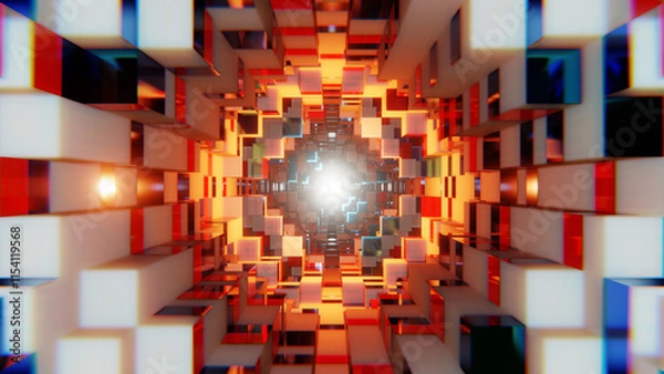 Fototapeta Abstract Cube Tunnel Background