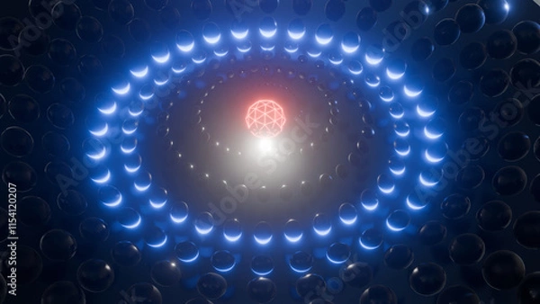 Fototapeta Sphere Wave Neon Light Background