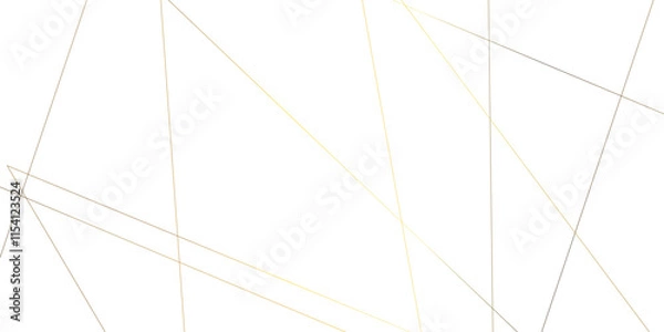Fototapeta Abstract luxury gold geometric random chaotic lines with many squares and triangles shape on white background.