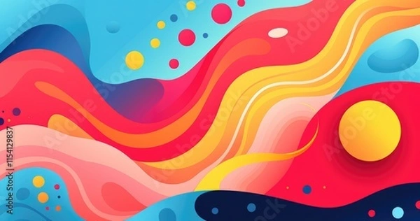 Fototapeta Abstract colorful waves with dynamic shapes and vibrant colors.