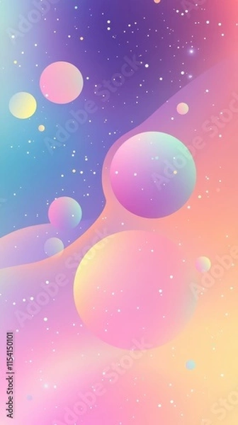 Fototapeta Abstract iridescent holographic background with shimmering metallic and pastel tones. HD phone wallpaper.
