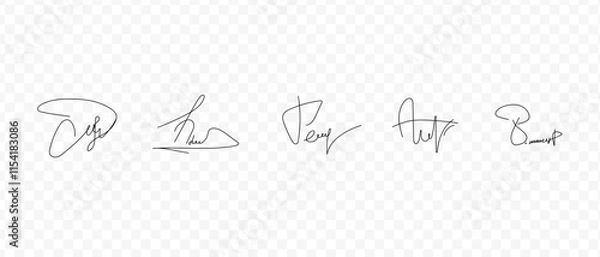 Fototapeta Fake signatures. Fake autograph. Personal signature calligraphy. Contrived signature. 