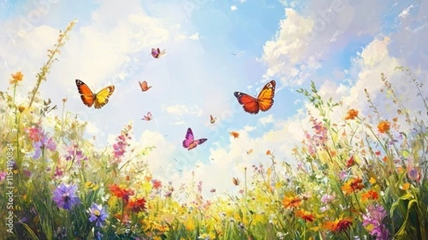 Fototapeta Beautiful Butterfly on a Spring Nature Background