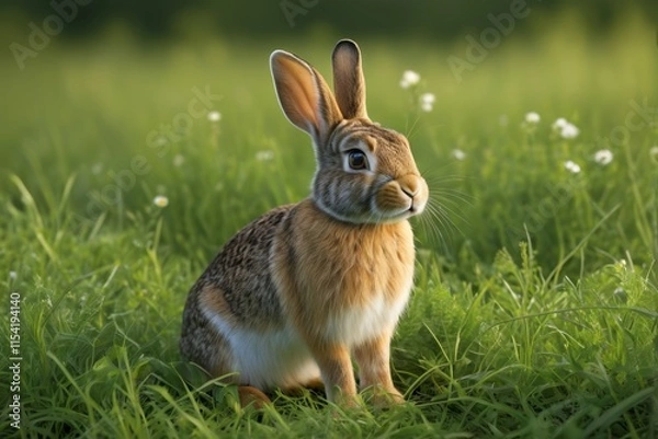 Fototapeta there is a rabbit that is sitting in the grass