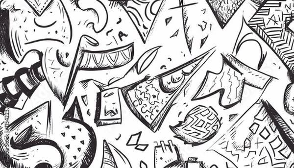Fototapeta Abstract doodle art seamless pattern background for textile print.