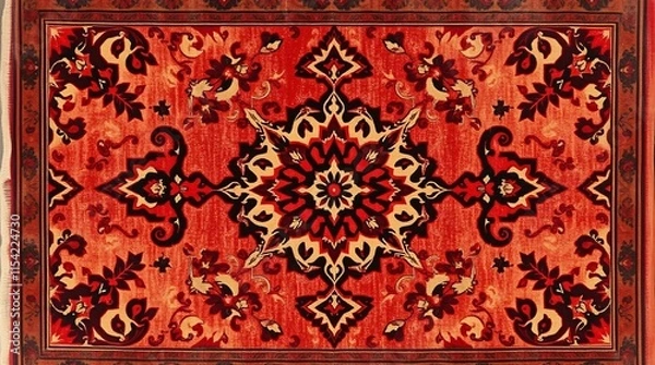 Obraz Intricate Persian Carpet Texture with Vibrant Colors and Detailed Patterns.