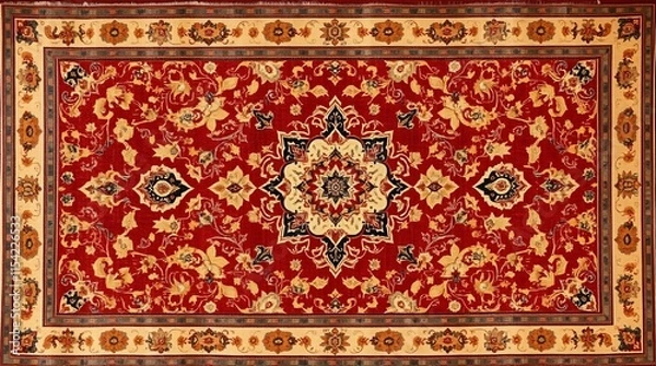 Fototapeta Intricate Persian Carpet Texture with Vibrant Colors and Detailed Patterns.