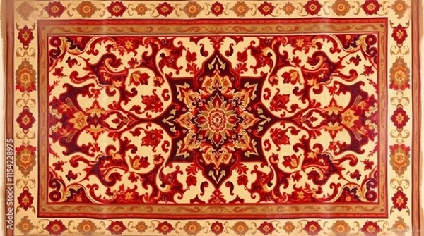 Fototapeta Intricate Persian Carpet Texture with Vibrant Colors and Detailed Patterns