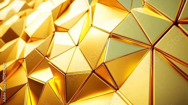 Fototapeta Golden Abstract 3D Background Triangles