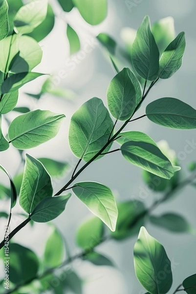 Fototapeta aesthetic green plat, close up, focus, white background, photorealist, render realistic, realist