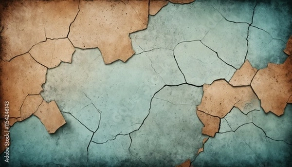 Fototapeta Distressed grunge background with chipped surfaces and cracks