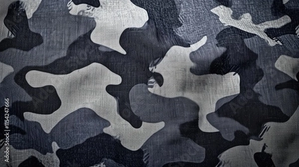 Fototapeta Gray Camouflage Pattern: Military-inspired background design for apparel, defense or combat
