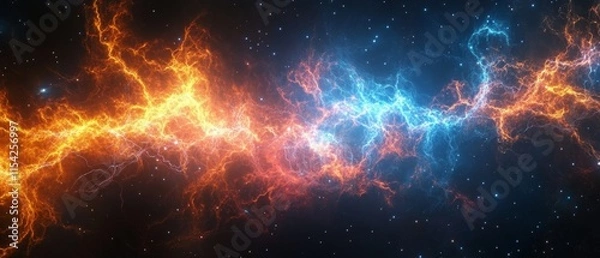 Fototapeta Electric Nebula A nebula of vibrant electric energy stretching across space. Generative AI