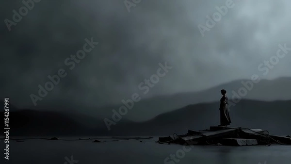 Fototapeta A somber gradient of dark gray and black with subtle abstract lines, symbolizing the weight of history and the sacrifices of World War II.