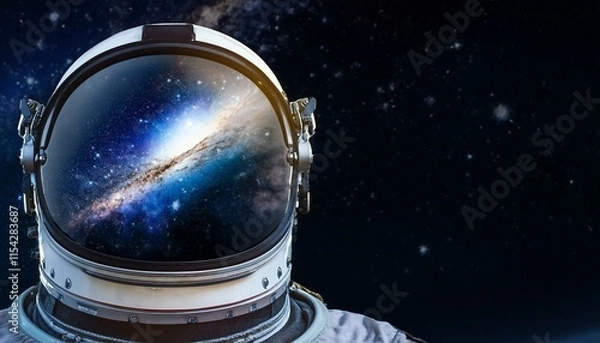 Fototapeta an astronaut s helmet reflecting the stars and galaxies with a substantial nebula inside the heritage