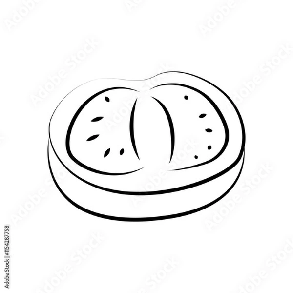 Fototapeta Vector illustration. Vegetables icons, classic line series. Sketch style. Halves, slices, rings and leaf of tomatoes. Hand drawn kitchen ingredients template for culinary themes.