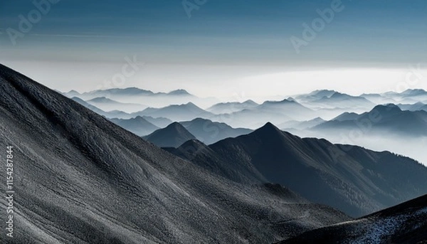 Obraz grey mountains with gradient and foggy