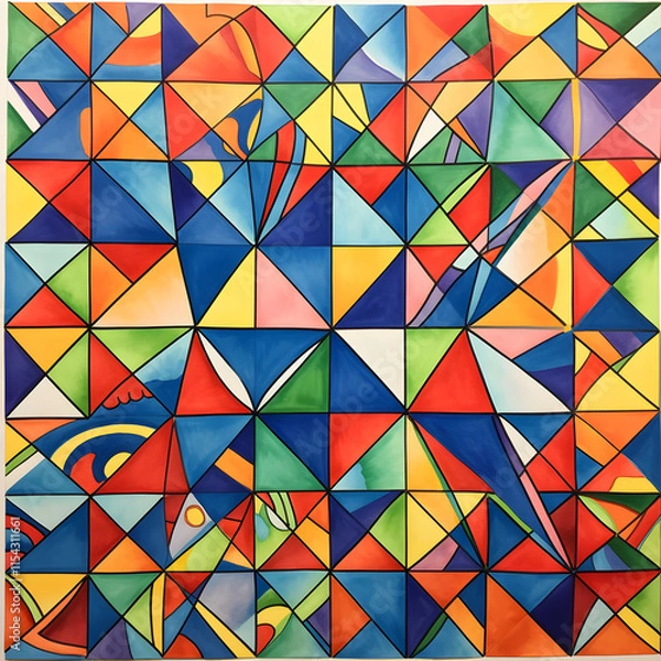 Fototapeta Vibrant Mosaic of Geometric Dz Patterns: A Showcase of Modern Design and Symmetry