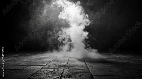 Fototapeta empty floor with smoke on dark background