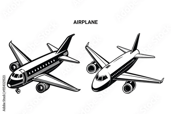 Fototapeta Customizable Airplane Vector Silhouette. Ideal for Travel, Aviation, and Transportation Applications