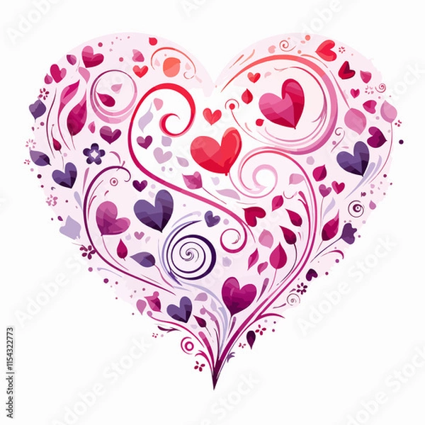 Fototapeta Romantic Heart Symbol Vector Illustration for Love Passion, Wedding, Relationship - Stock Image