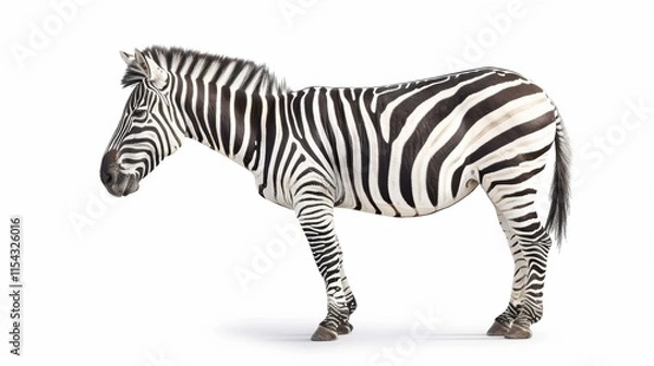 Fototapeta Side View of a Zebra in Full Profile