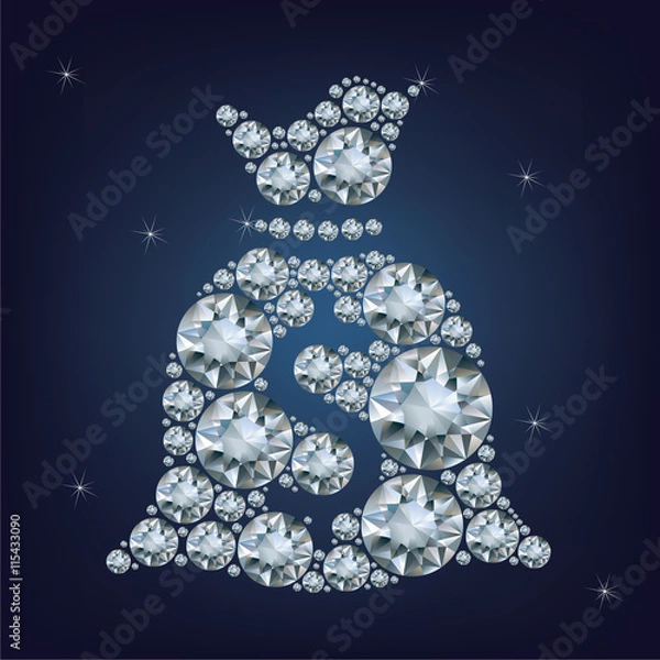 Obraz Money bag with dollar sign made a lot of diamonds