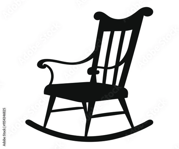 Obraz Black Silhouette Rocking Chair Curve EPS