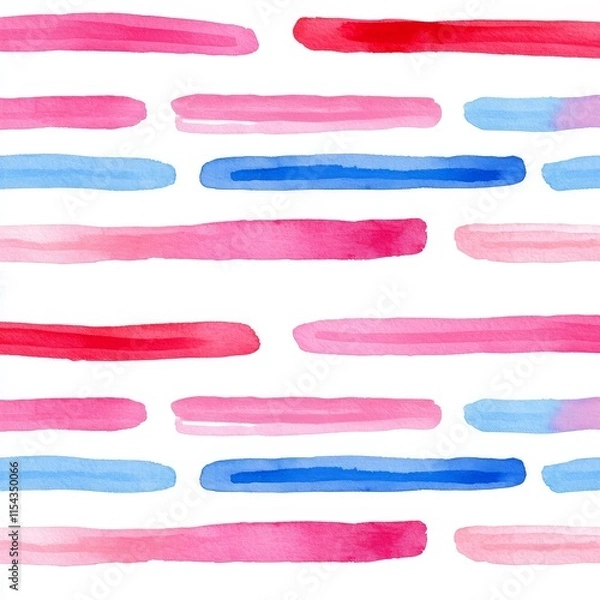 Fototapeta A seamless pattern illustration with watercolor red vertical stripes, designed for children.