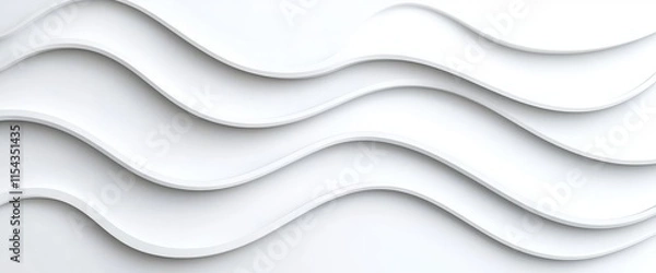 Fototapeta A white background showcases a seamless embossed pattern of tropical palm leaves with a relief design.