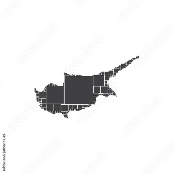 Obraz Cyprus map made of squares. Geometric map of Cyprus designed with golden ratio