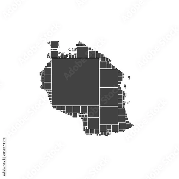 Obraz Tanzania map made of squares. Geometric map of Tanzania designed with golden ratio