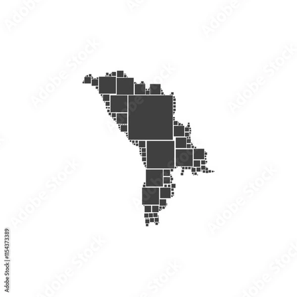 Obraz Moldova map made of squares. Geometric map of Moldova designed with golden ratio