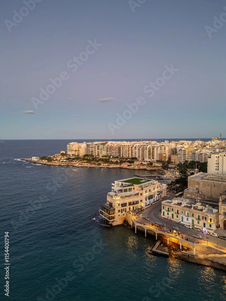 Obraz Aerial photo from Malta, Sliema at night after sunset