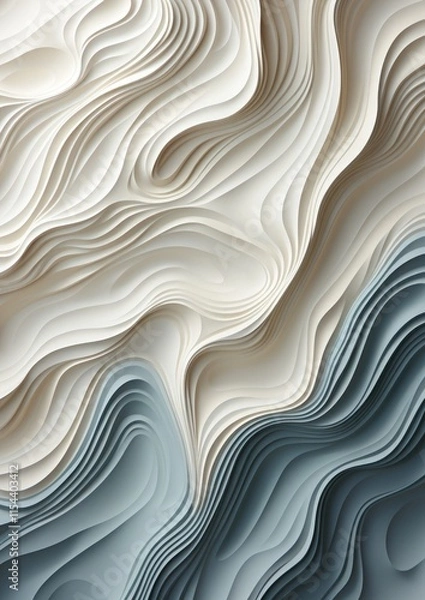 Fototapeta Abstract 3D Paper-Like Texture with Flowing Layered Patterns