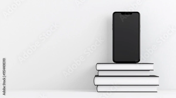 Fototapeta Smartphone on Stack of Books.