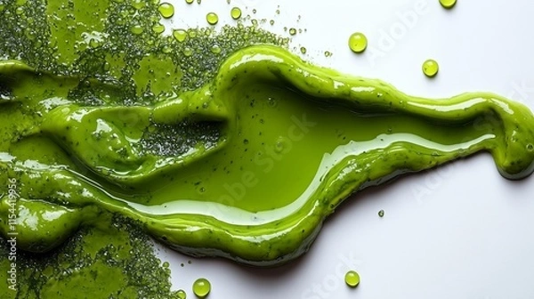 Fototapeta Vibrant Green Liquid Splash with Glossy Smooth Texture