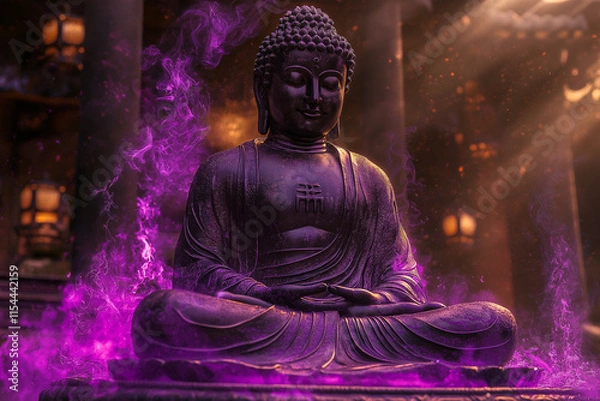 Obraz Buddha statue on a lilac background.
