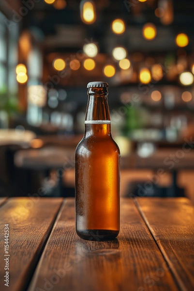 Fototapeta a bottle of beer on the background of an elite bar. for advertising purposes. for banners.