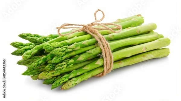 Fototapeta Fresh, vibrant asparagus spears, freshly harvested and isolated against a clean white backdrop for that crisp look.